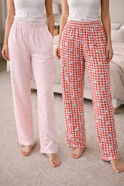 Butik 2'li pijama altı kalpli deniz kabuğu