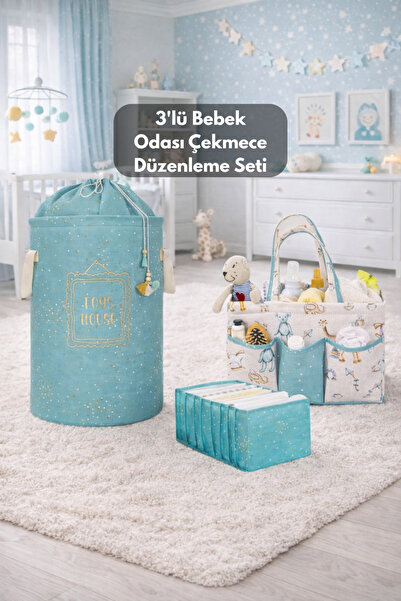 PONÇİK BEBEK 3'lü Dev Set Bebek Bakım Çantası Organizeri- Çekmece İçi Akordiy...