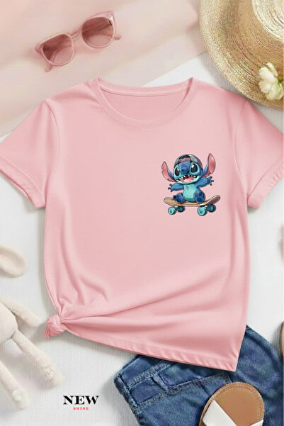 New Shine تي شيرت مطبوع عليه ستيتش للأطفال من الجنسين