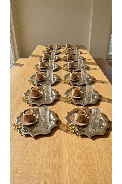 Fabrication 12-Piece Corner Tray with Wavy Butterfly Design Stainless Steel T...