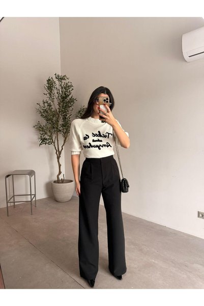 Bade Butik Black Pleated Palazzo Trousers