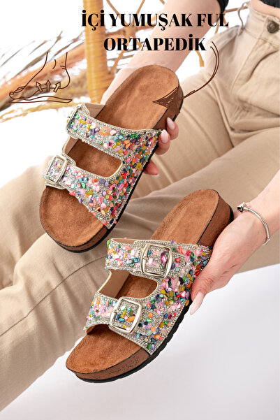 StWenn Papuci de damă ușori și confortabili, cu talpă ortopedică și bandă dub...