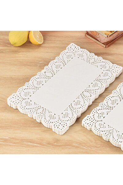 Empressco 50'li Dantel Desenli Dikdörtgen Servis Kağıdı, Estetik Sunum 26x37 cm