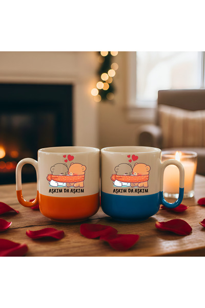 Finka Dekor طقم من 2 كوب بتصميم My Love Is Also My Love - خاص بعيد الحب