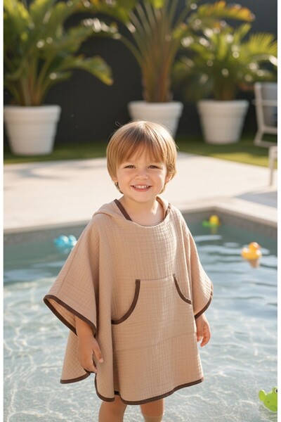 Mujo Baby&Kids Organic Cotton Muslin Children's Poncho Towel |   Hooded |   E...