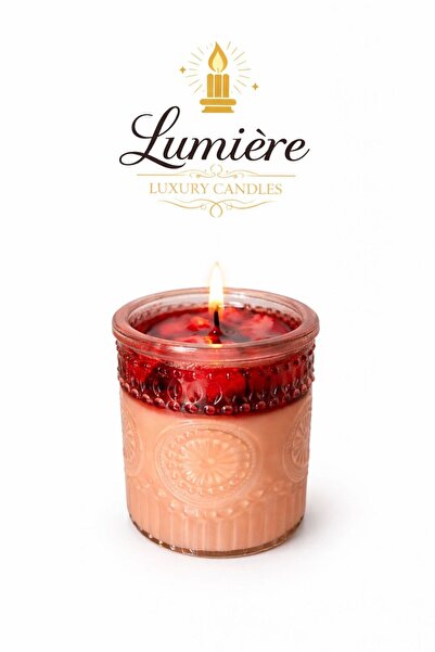 OEM Lumanare handmade din ceara naturala de soia-zmeura si vanilie, 120 grame.