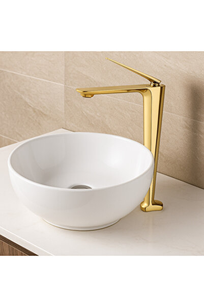 banyosepeti صنبور حوض أورورا جولد - طلاء ذهبي لامع، طراز عالي الجودة