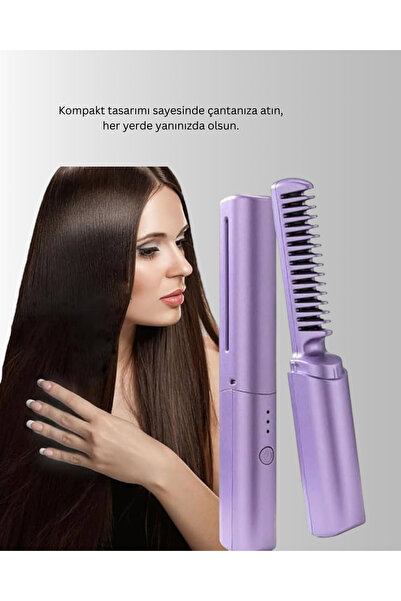 Lisinya Heated Hair Straightening Brush - Cordless and Lightweight Design -