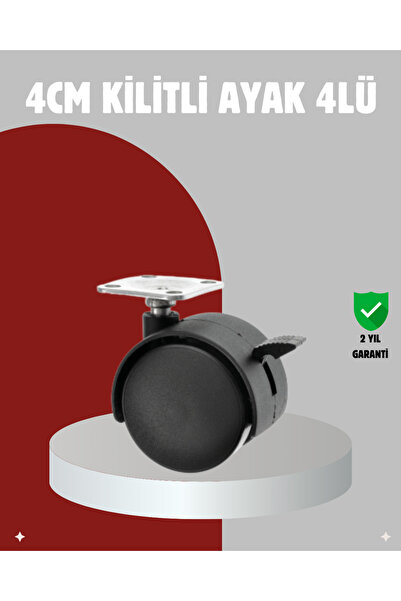 Lisinya Set de picioare cu roți de 4 cm cu blocare pentru mobilier