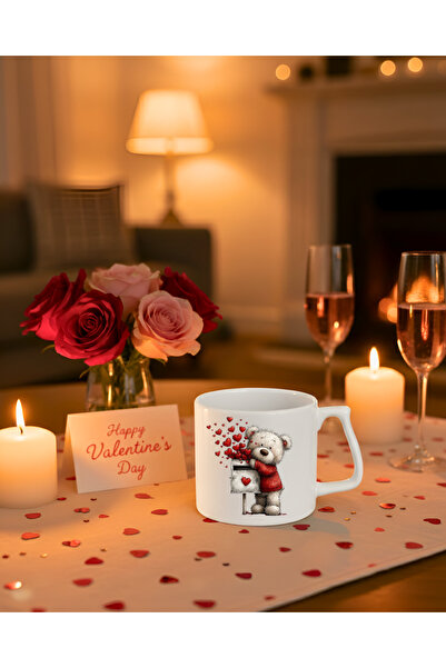 Finka Dekor كوب بتصميم رسالة حب ودب تيدي