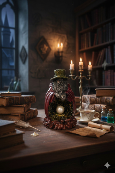 Şirin Hediyelik Bilge Büyücü Geri Akışlı Tütsülük - Fantastik Masaüstü Dekoru