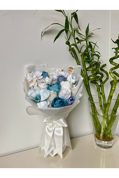 Çiçek Mavi Beyaz Yapay Buketi Özel Gün Buketi Sevgililer Günü Hediyesi Doğum ...