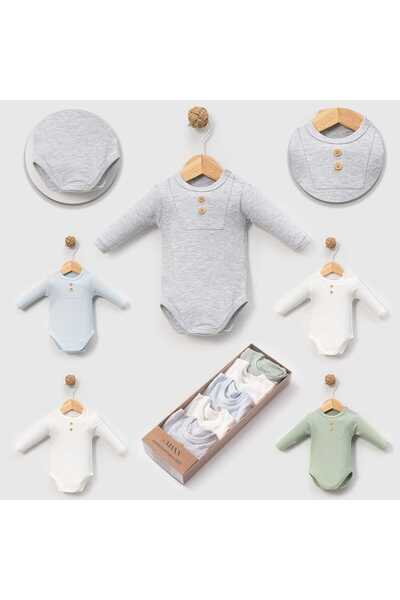 Luna Kids Store Baby Boy Long Sleeve Cotton Bodysuit & Bodysuit 5-Piece Set