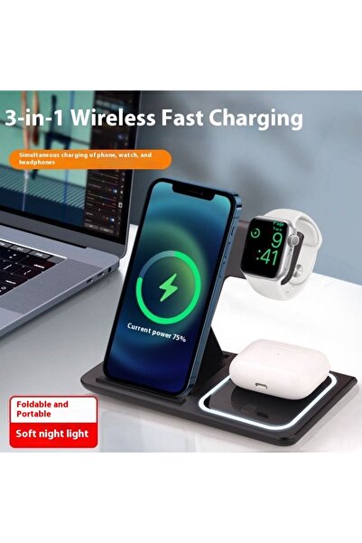 satrendy 3-in-1 Foldable Magnetic Wireless Charger Station for iPhone Apple W...