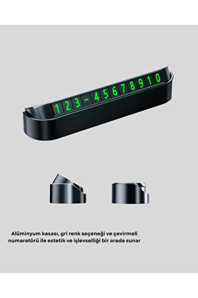 Lisinya رقم موقف سيارات دوار داخل السيارة - لون رمادي ألومنيوم، سهل التركيب و...