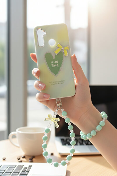 batuteknoloji Realme 5İ-6İ-C3 Airbagli Kalp Detay Tasarımlı Tutamaçlı Kurdela...