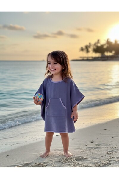 Mujo Baby&Kids Organic Cotton Muslin Children's Poncho Towel |   Hooded |   Ear Detailed |   1-6 Years Old |   9 Colors