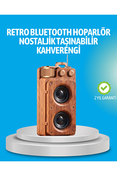 calperia Retro Bluetooth Hoparlör Ahşap Görünümlü 5W Çift Stereo Ses - Lisinya