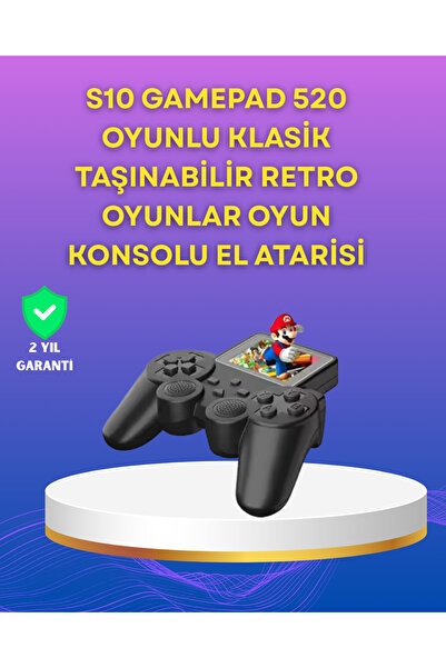 Lisinya 2.4 İnç Ekranlı 500 Oyunlu Taşınabilir Retro Oyun Konsolu, Şarjlı El Tipi Mini -