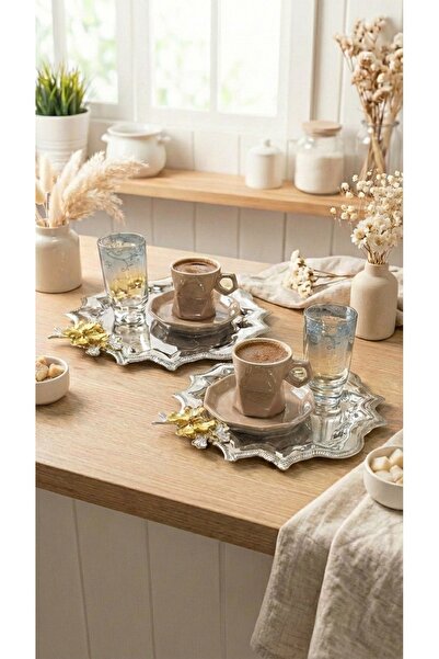 Fabrication 2-Piece Corner Tray with Wavy Butterfly Design Stainless Steel Te...