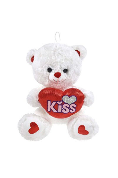 OEM White Teddy Bear with Red Foil Heart Kiss Me 30cm