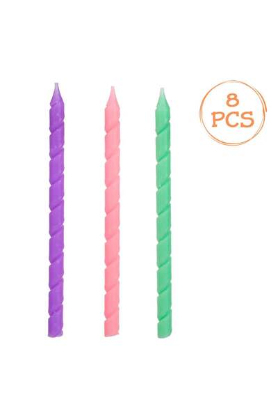 OEM Set Lumanari Aniversare Spiralate de Culori Pastel 12.5cm - 8buc