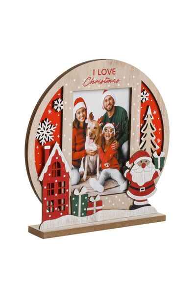 OEM Ornament de Craciun Rama Foto din Lemn Mos Craciun Cadouri 22x22cm