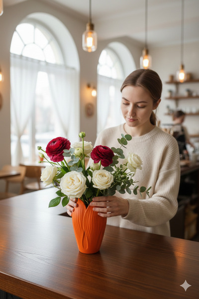 eleganzo Lotus 3D Modern, Decorativ, Cadou, Vază, 18 cm înălțime