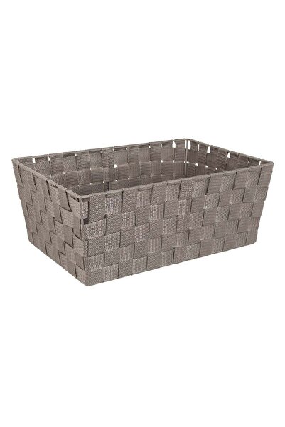 OEM Taupe Woven Storage Basket with Metal Frame 38x26x15cm