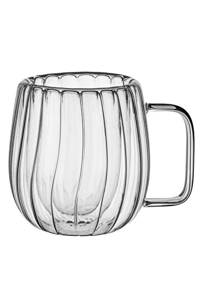 OEM Double Walled Glass Mug & Stripes 230ml
