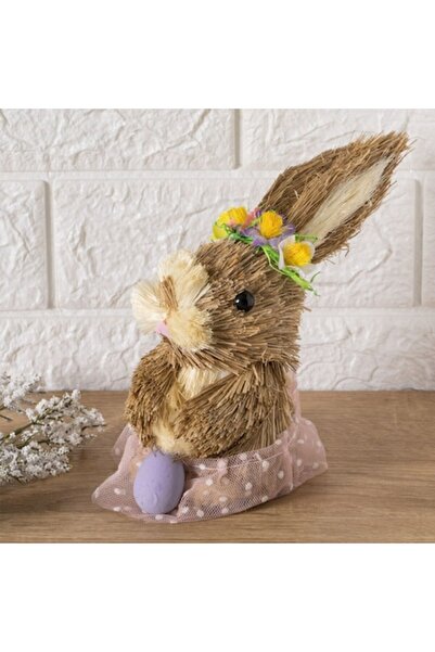 OEM Easter Decorative Figure of Rabbit Grass with Pink Tulle & Egg 20cm