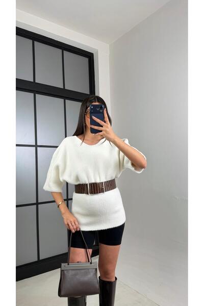 Gaus Beyaz Arkası Dantel Detaylı Kazak GAUS-01091