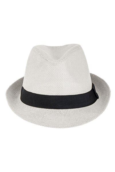 OEM White Hat with Perforated Pattern & Black Ribbon for Men