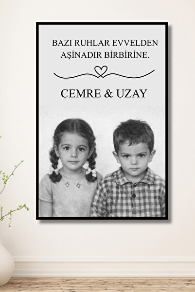 ERUMAR HOME Kişiye Özel Çocukluk Fotoğrafı Birleşimi İsimli,Tarihli Sevgili,E...