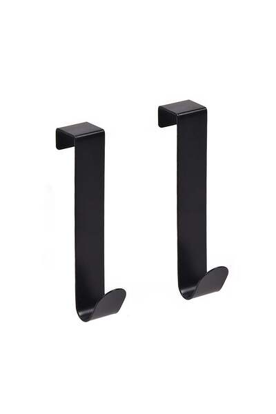 OEM Black Metal Hooks for Door & Wardrobe Door 2x12cm - 2pcs