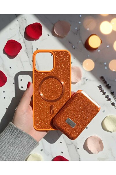 KumOziShop iPhone 14 ProMax Uyumlu MagSafe ve Mıknatıs Özellikli Taşlı Cüzdan...