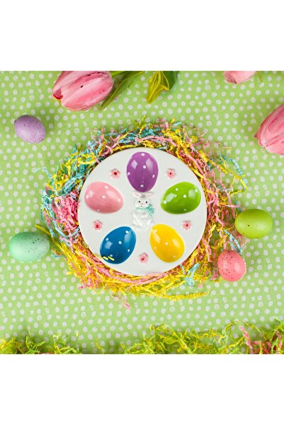 OEM Suport Ceramic Colorat Iepuras pentru 5 Oua de Paste Ø18x2cm