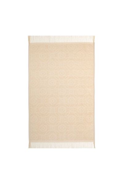 OEM Beige Cotton Kitchen Towel with Diamonds Flowers & Fringes 60x40cm