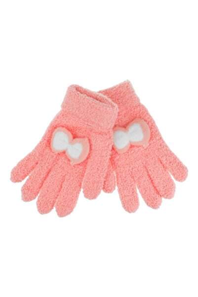 OEM Manusi Fluffy Corai Pastel cu Fundita 3D pentru Copii 6-10 Ani - 1 pereche