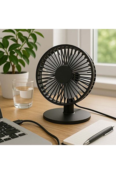 OEM Ventilator Negru de Masa 90º cu USB Ø16.6cm 5W