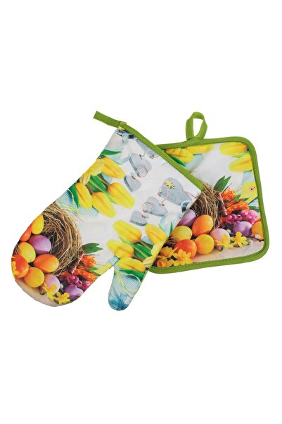 OEM Easter Glove & Napkin with Tulip Egg Basket Pattern - 2pcs
