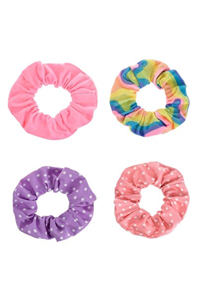 OEM Textile Hair Elastics Fluorescent Pink Lilac & Salmon Polka Dots & Rainbo...