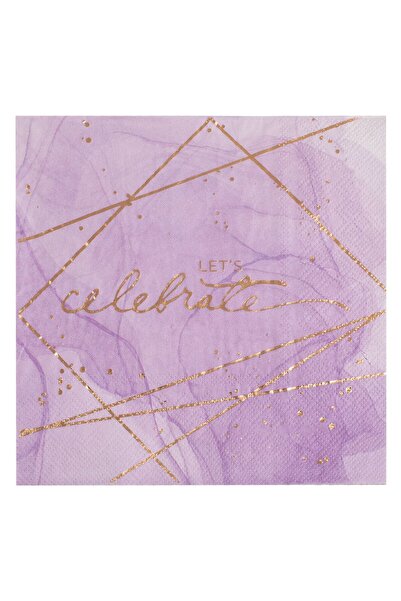 OEM Servetele de Masa cu 2 Straturi Lila Marble cu Folie Aurie Let's Celebrat...