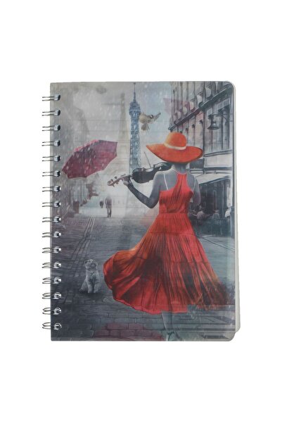OEM A5 Dictando Notebook Magic Cover Paris Grey Red with Spiral & 3 Subjects ...