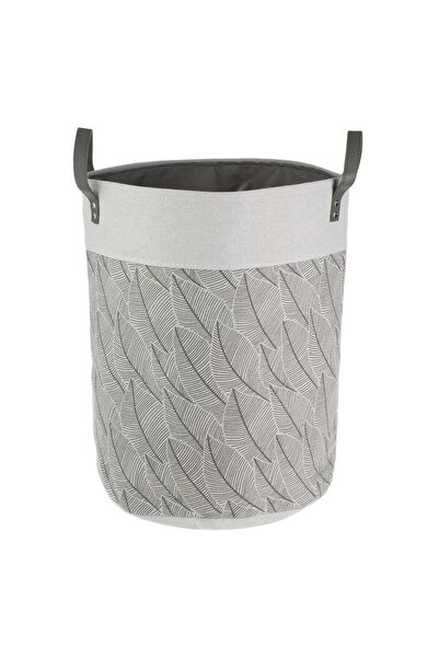 OEM Grey Laundry Basket with Leaf Pattern & Handles Ø35x45cm - 43L