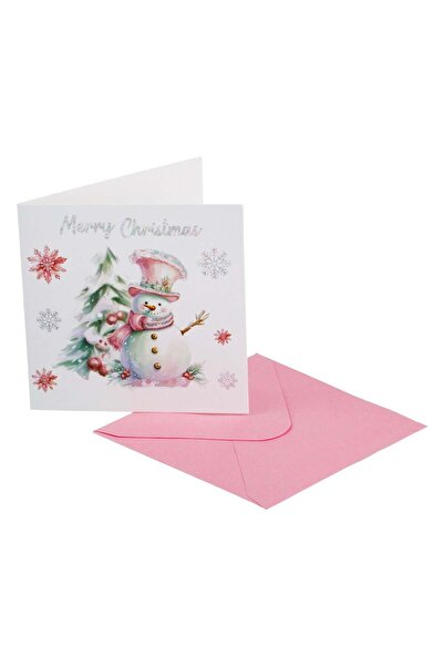 OEM Felicitare de Craciun Om de Zapada cu Detalii din Folie Argintie 9.5x9.5c...