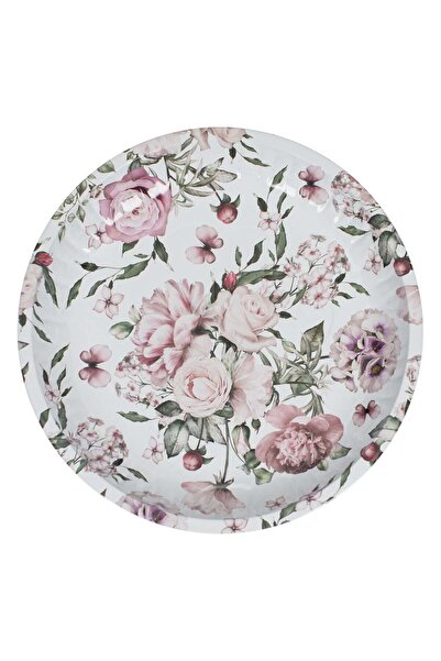 OEM Decorative White Metal Plate with Printed Ø26cm