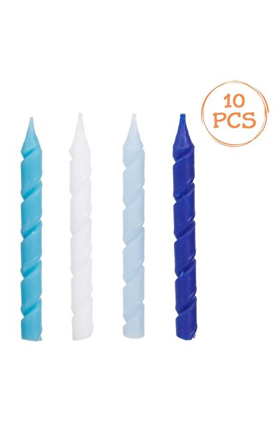 OEM Σετ Λευκών & Μπλε Σπιράλ Κεριών Γενεθλίων 8cm - 10cm