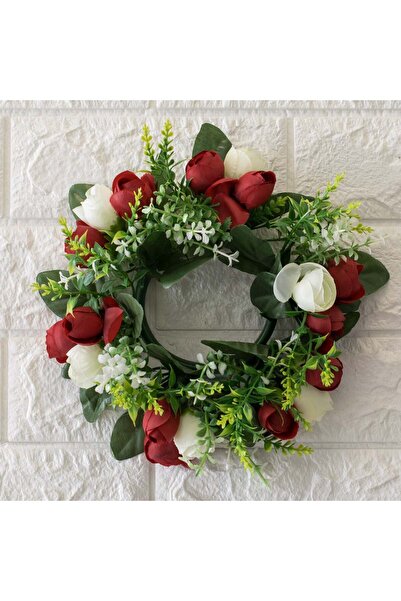 OEM Decorative Spring Wreath with Red and White Flowers Ø21cm