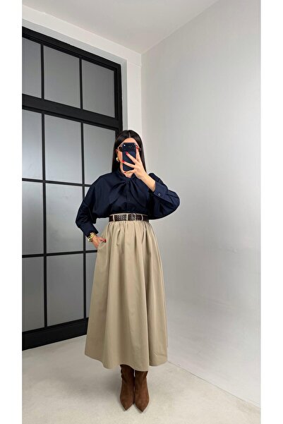 Gaus Soft Haki Cepli Kemerli Etek GAUS-00996